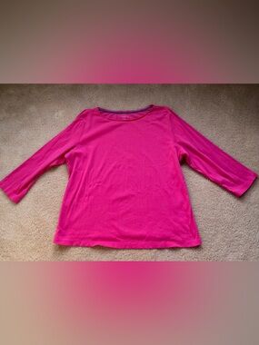 Talbots Woman Pink Tee Shirt w/ 3/4 Sleeves - Size 2X - VGUC - 100% Cotton